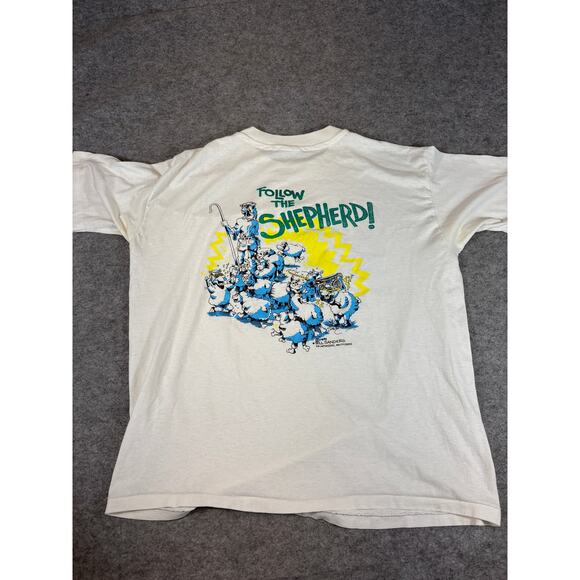 VINTAGE 90s Dont Follow The Sheep Shirt Mens XL White Graphic Jesus God Tee - Picture 2 of 9